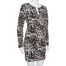 Pre Owned Diane Von Furstenberg Black Animal Printed Knit Reina Dress XL