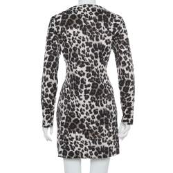 Pre Owned Diane Von Furstenberg Black Animal Printed Knit Reina Dress XL