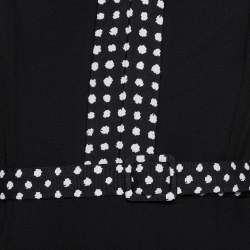 Pre Owned Diane Von Furstenberg Black Knit Contrast Trim Detail Belted Maisie Dress M