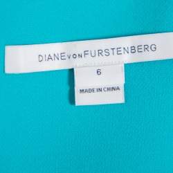 Pre Owned Diane Von Furstenberg Turquoise Blue Knit Sleeveless Sheath Carrie Dress M