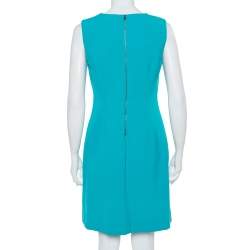 Pre Owned Diane Von Furstenberg Turquoise Blue Knit Sleeveless Sheath Carrie Dress M