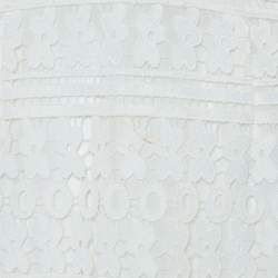 Pre Owned Diane Von Furstenberg White Guipure Lace Plunge Neck Tiana Dress M