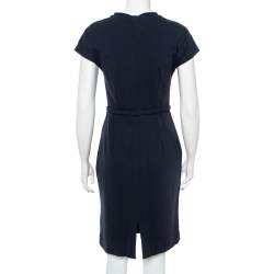 Pre Owned Diane von Furstenberg Navy Blue Belted Maizah Dress M