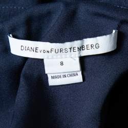 Pre Owned Diane von Furstenberg Navy Blue Belted Maizah Dress M