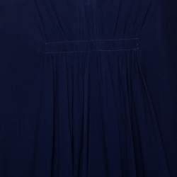 Pre Owned Diane Von Furstenberg Navy Blue Silk Fluerette Mini Dress S