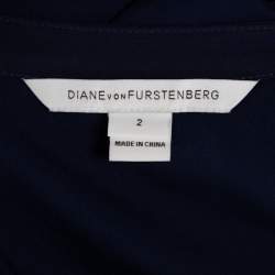 Pre Owned Diane Von Furstenberg Navy Blue Silk Fluerette Mini Dress S