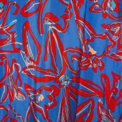 Pre Owned Diane Von Furstenberg Blue Abstract Printed Silk Layered Maxi Skirt S
