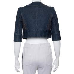 Pre Owned Diane Von Furstenberg Navy Blue Denim Remo Cropped Jacket S