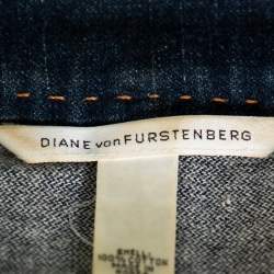 Pre Owned Diane Von Furstenberg Navy Blue Denim Remo Cropped Jacket S