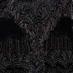 Pre Owned Diane Von Furstenberg Black Printed Silk Lace Trim Detail Tiered Taleen Mini Dress M