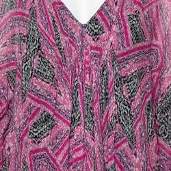 Pre Owned Diane Von Furstenberg Pink Printed Silk Fleurette Mini Dress XS