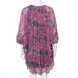 Pre Owned Diane Von Furstenberg Pink Printed Silk Fleurette Mini Dress XS