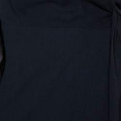 Pre Owned Diane von Furstenberg Black Wool Satin Trim Detail Antoinette Wrap Dress M