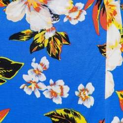 Pre Owned فستان ديان فون فرستنبيرغ تريكو أزرق مورد ملتف مقاس صغير - سمول