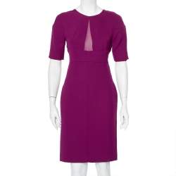 Pre Owned Diane Von Furstenberg Purple Crepe Paneled Wilma Midi Dress S