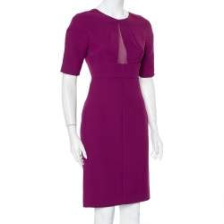 Pre Owned Diane Von Furstenberg Purple Crepe Paneled Wilma Midi Dress S