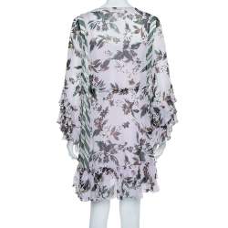 Pre Owned Diane Von Furstenberg Multicolor Silk Ruffled Oversized Mini Dress XS