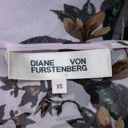 Pre Owned Diane Von Furstenberg Multicolor Silk Ruffled Oversized Mini Dress XS