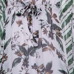 Pre Owned Diane Von Furstenberg Multicolor Silk Ruffled Oversized Mini Dress XS