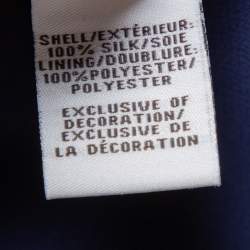 Pre Owned Diane Von Furstenberg Navy Blue Silk Embroidered Plunge Neck Maslyn Top S