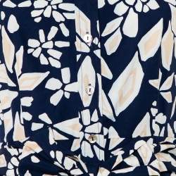 Pre Owned Diane Von Furstenberg Navy Blue Printed Cotton Belted Scarlet Mini Dress M