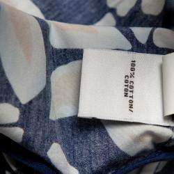 Pre Owned Diane Von Furstenberg Navy Blue Printed Cotton Belted Scarlet Mini Dress M