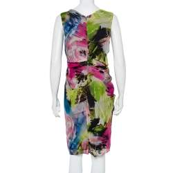 Pre Owned Diane Von Furstenberg Multicolor Silk Draped Sleeveless Weslie Dress M