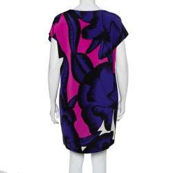 مملوكة مسبقًا Diane Von Furstenberg Blue Printed Crepe Oversized Harriet Dress S