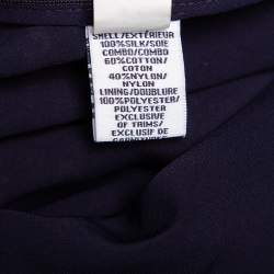 Pre Owned Diane Von Furstenberg Navy Blue Printed Silk & Tulle Paneled Jamie Dress S