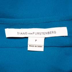 Pre Owned Diane Von Furstenberg Blue Silk Asymmetrical Hem Elsi Top S