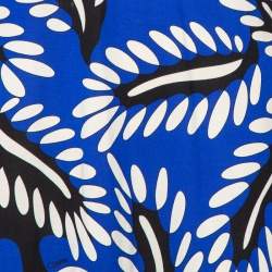 Pre Owned Diane Von Furstenberg Blue Printed Silk Knit Kaden Dress M