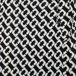 Pre Owned Diane Von Furstenberg Monochrome Silk Abigail Maxi Wrap Dress L