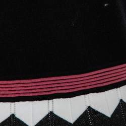 Pre Owned Diane Von Furstenberg Black Knit Chevron Pattern Paneled Gaia Midi Dress M