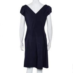 Pre Owned Diane Von Furstenberg Navy Blue Ruffle Detail Samaya Dress L
