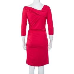Pre Owned Diane von Furstenberg Fuschia Rose Pink Knit  Ruched Bentley Dress M