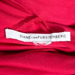 Pre Owned Diane von Furstenberg Fuschia Rose Pink Knit  Ruched Bentley Dress M