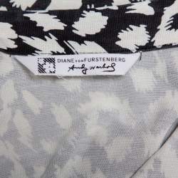 Pre Owned Diane von Furstenberg Andy Warhol Multicolor Silk Knit Maxi Wrap Dress S