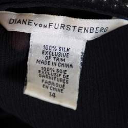 Pre Owned Diane Von Furstenberg Black Silk Chiffon Sol Dress XL