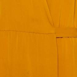 Pre Owned Diane Von Furstenberg Mustard Yellow Silk Mini Wrap Nove Dress M