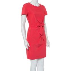 Pre Owned Diane von Furstenberg Pink Jersey Draped Waist Tie Detail Zoe Dress S
