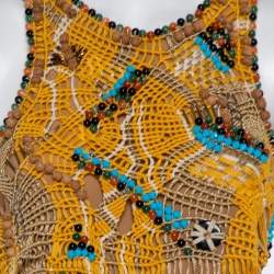 Pre Owned Diane Von Furstenberg Multicolor Cotton Embellished Yoke Detail Maxi Dress XL