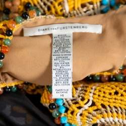 Pre Owned Diane Von Furstenberg Multicolor Cotton Embellished Yoke Detail Maxi Dress XL