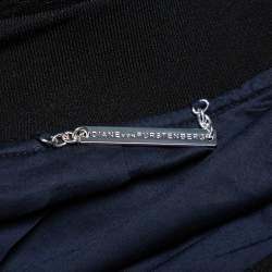 Pre Owned Diane Von Furstenberg Black & Navy Blue Lace Kennadie Bomber Jacket L