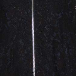 Pre Owned Diane Von Furstenberg Black & Navy Blue Lace Kennadie Bomber Jacket L