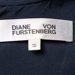 Pre Owned Diane Von Furstenberg Red Patterned Lamé Maxi Dress L