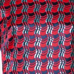 Pre Owned Diane Von Furstenberg Red Patterned Lamé Maxi Dress L