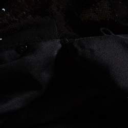 Pre Owned Diane Von Furstenberg Navy Blue & Black Sequined Silk Sheer Back Detail Gown XS