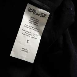 Pre Owned Diane Von Furstenberg Navy Blue & Black Sequined Silk Sheer Back Detail Gown XS