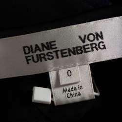 Pre Owned Diane Von Furstenberg Navy Blue & Black Sequined Silk Sheer Back Detail Gown XS