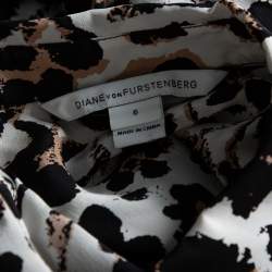 Pre Owned Diane Von Furstenberg Beige Handpainted Floral Printed Silk Belted Amina Dress M